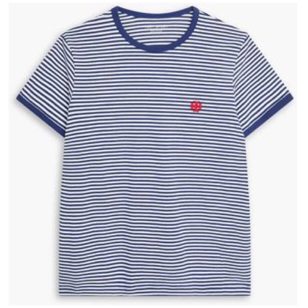Tory Burch Sport Women's Blue Striped Cotton-Jersey Short Sleeve T-Shirt Medium - Picture 12 of 15